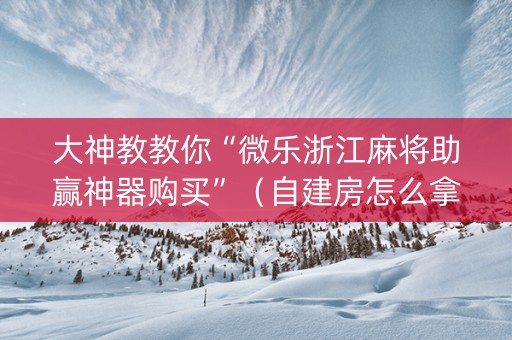 大神教教你“微乐浙江麻将助赢神器购买”（自建房怎么拿好牌)