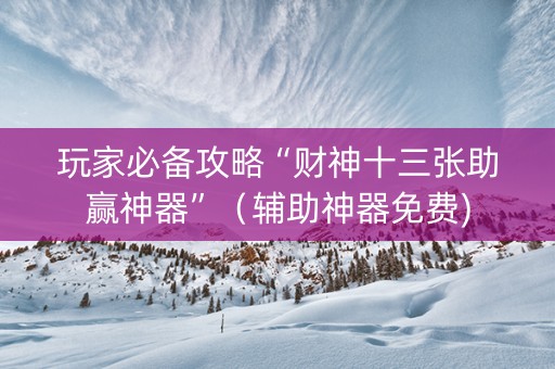 玩家必备攻略“财神十三张助赢神器”（辅助神器免费)