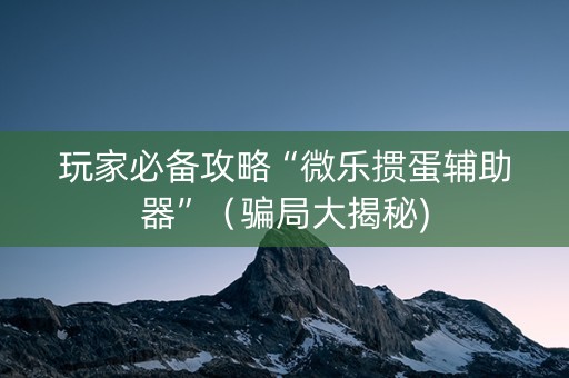 玩家必备攻略“微乐掼蛋辅助器”（骗局大揭秘)