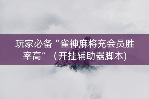 玩家必备“雀神麻将充会员胜率高”（开挂辅助器脚本)