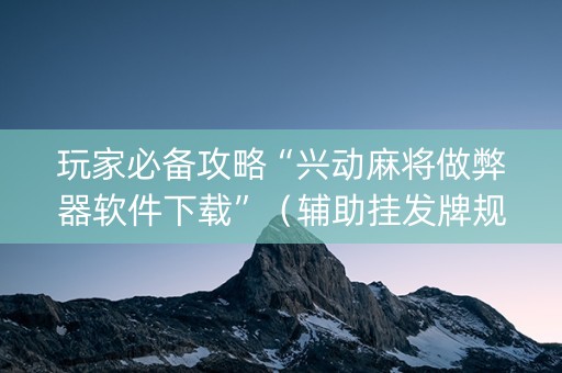 玩家必备攻略“兴动麻将做弊器软件下载”（辅助挂发牌规律)