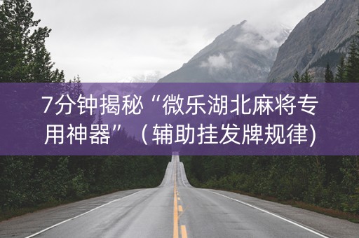 7分钟揭秘“微乐湖北麻将专用神器”（辅助挂发牌规律)