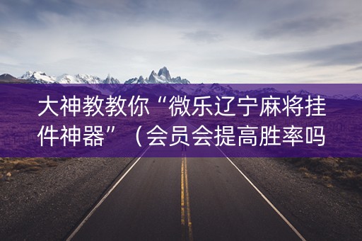 大神教教你“微乐辽宁麻将挂件神器”（会员会提高胜率吗)