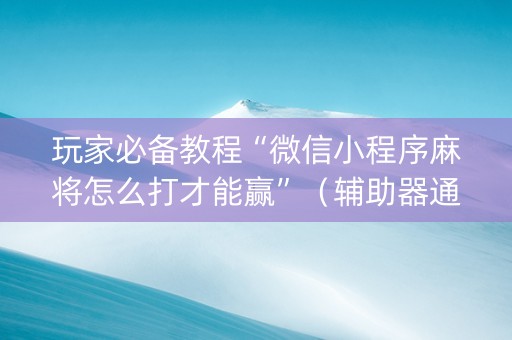 玩家必备教程“微信小程序麻将怎么打才能赢”（辅助器通用版)