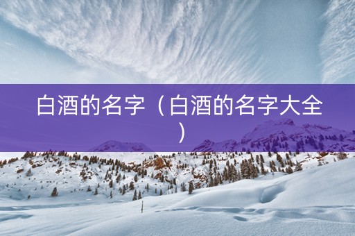 白酒的名字（白酒的名字大全）