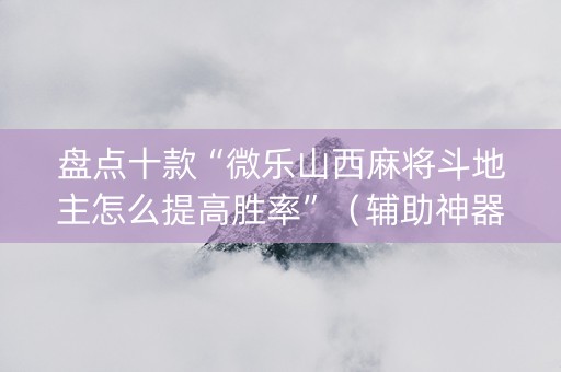 盘点十款“微乐山西麻将斗地主怎么提高胜率”（辅助神器免费)