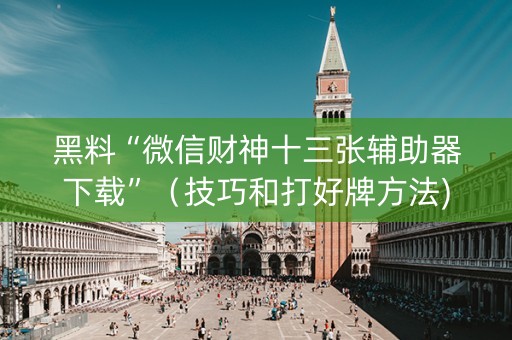 黑料“微信财神十三张辅助器下载”（技巧和打好牌方法)