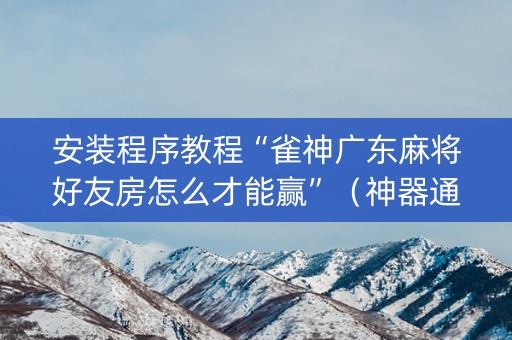 安装程序教程“雀神广东麻将好友房怎么才能赢”（神器通用版)