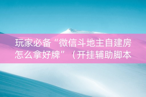 玩家必备“微信斗地主自建房怎么拿好牌”（开挂辅助脚本)