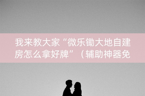 我来教大家“微乐锄大地自建房怎么拿好牌”（辅助神器免费)