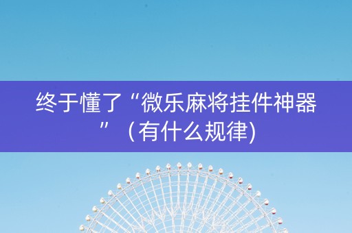 终于懂了“微乐麻将挂件神器”（有什么规律)
