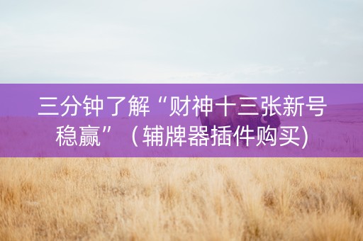 三分钟了解“财神十三张新号稳赢”（辅牌器插件购买)