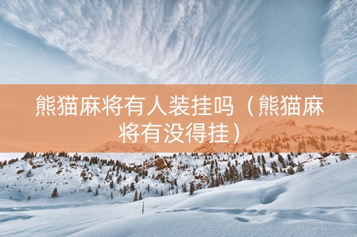 熊猫麻将有人装挂吗（熊猫麻将有没得挂）