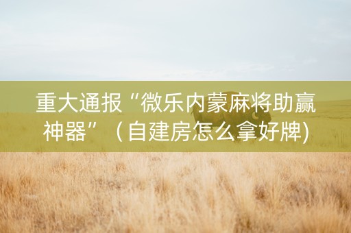 重大通报“微乐内蒙麻将助赢神器”（自建房怎么拿好牌)