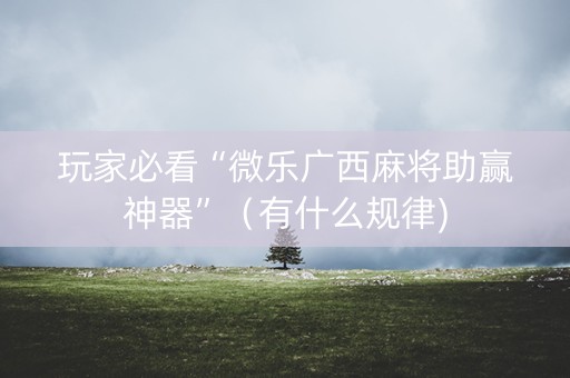 玩家必看“微乐广西麻将助赢神器”（有什么规律)