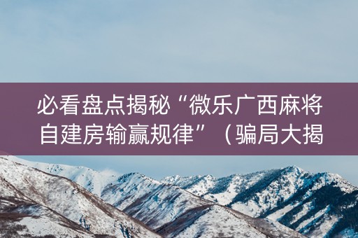必看盘点揭秘“微乐广西麻将自建房输赢规律”（骗局大揭秘)