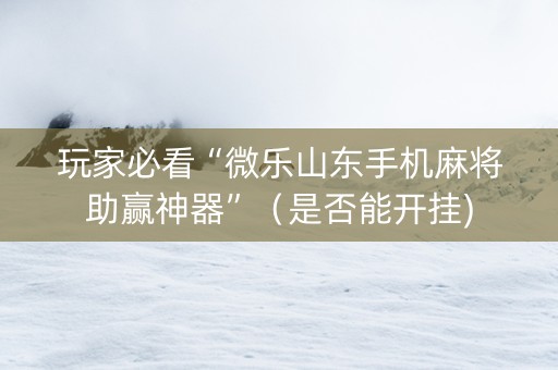玩家必看“微乐山东手机麻将助赢神器”（是否能开挂)