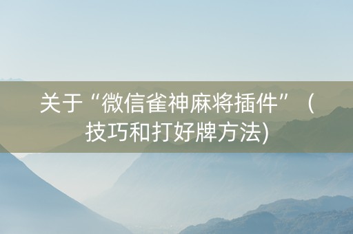 关于“微信雀神麻将插件”（技巧和打好牌方法)