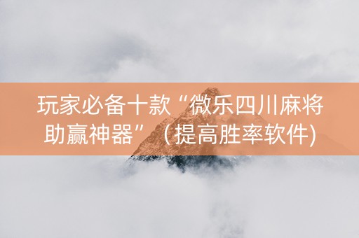 玩家必备十款“微乐四川麻将助赢神器”（提高胜率软件)