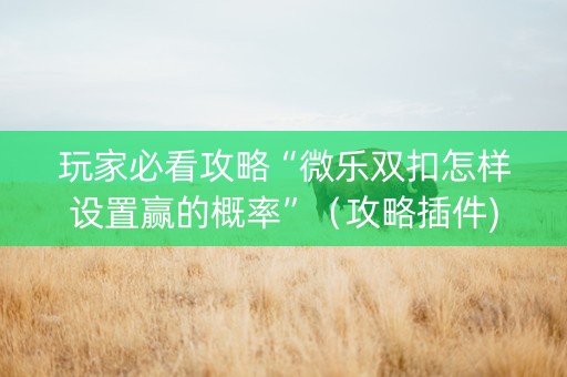 玩家必看攻略“微乐双扣怎样设置赢的概率”（攻略插件)