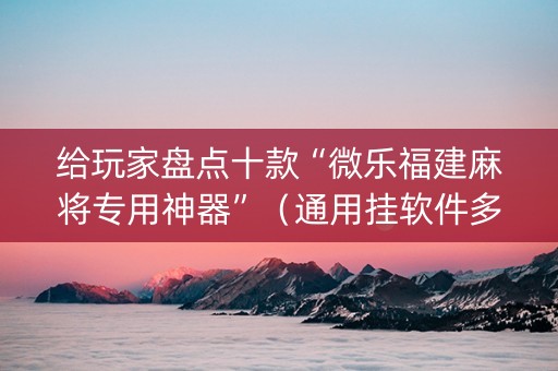给玩家盘点十款“微乐福建麻将专用神器”（通用挂软件多少钱)