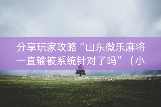 分享玩家攻略“山东微乐麻将一直输被系统针对了吗”（小程序辅助软件)