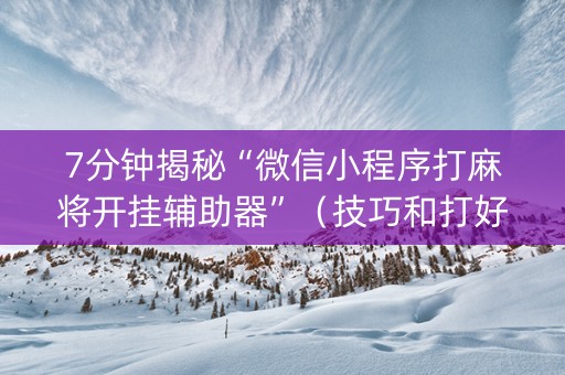 7分钟揭秘“微信小程序打麻将开挂辅助器”（技巧和打好牌方法)