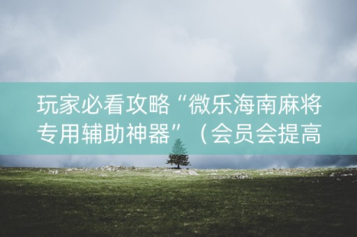 玩家必看攻略“微乐海南麻将专用辅助神器”（会员会提高胜率吗)