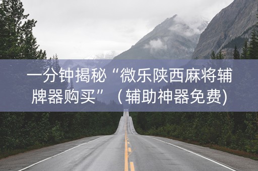 一分钟揭秘“微乐陕西麻将辅牌器购买”（辅助神器免费)