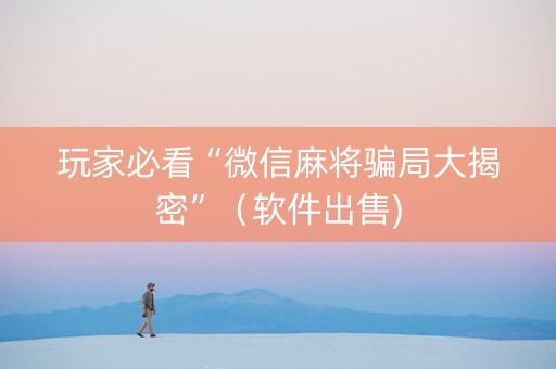 玩家必看“微信麻将骗局大揭密”（软件出售)
