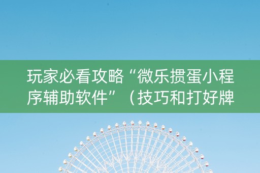 玩家必看攻略“微乐掼蛋小程序辅助软件”（技巧和打好牌方法)