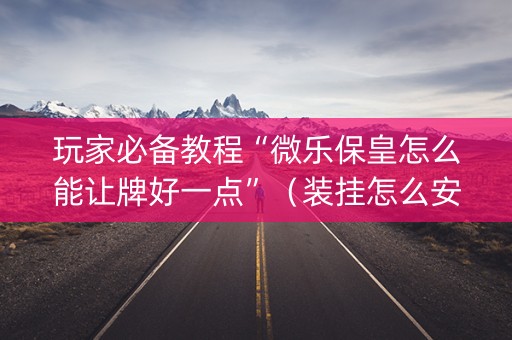 玩家必备教程“微乐保皇怎么能让牌好一点”（装挂怎么安装)