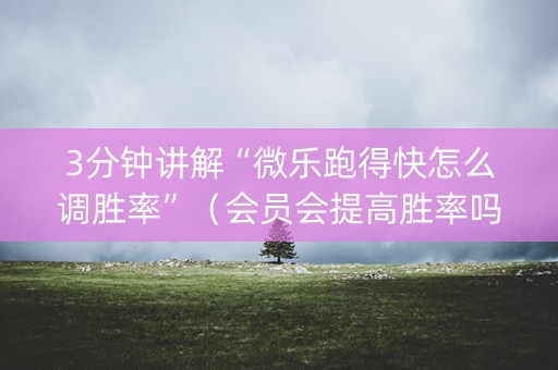 3分钟讲解“微乐跑得快怎么调胜率”（会员会提高胜率吗)