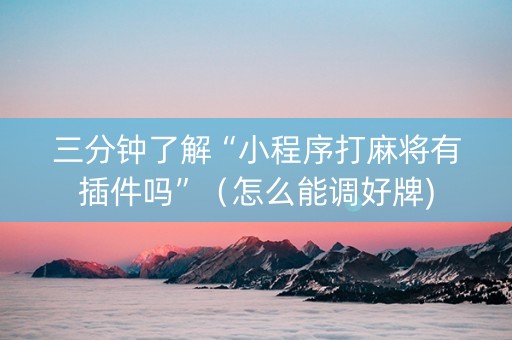 三分钟了解“小程序打麻将有插件吗”（怎么能调好牌)