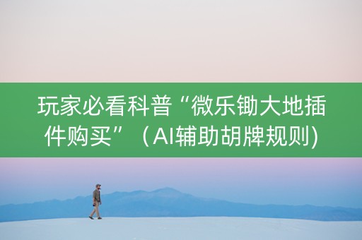 玩家必看科普“微乐锄大地插件购买”（AI辅助胡牌规则)