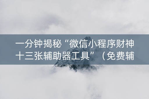 一分钟揭秘“微信小程序财神十三张辅助器工具”（免费辅助)