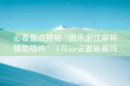 必看盘点揭秘“微乐浙江麻将辅助插件”（可以设置输赢吗)