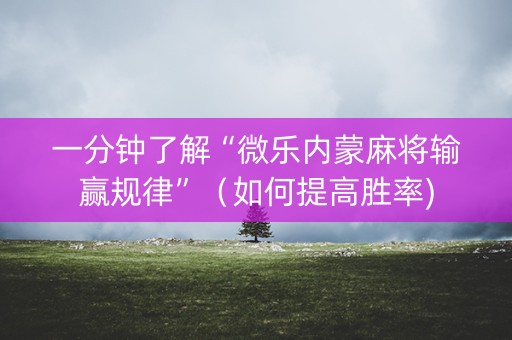 一分钟了解“微乐内蒙麻将输赢规律”（如何提高胜率)