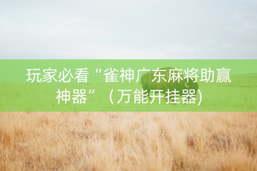 玩家必看“雀神广东麻将助赢神器”（万能开挂器)