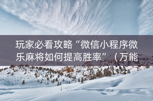 玩家必看攻略“微信小程序微乐麻将如何提高胜率”（万能开挂神器)