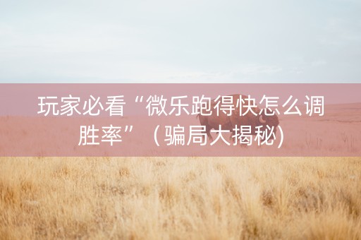 玩家必看“微乐跑得快怎么调胜率”（骗局大揭秘)