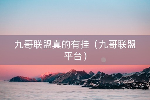 九哥联盟真的有挂（九哥联盟平台）