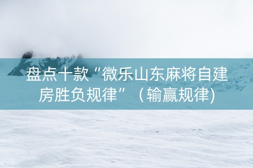 盘点十款“微乐山东麻将自建房胜负规律”（输赢规律)