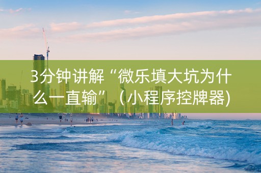 3分钟讲解“微乐填大坑为什么一直输”（小程序控牌器)
