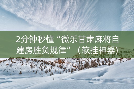2分钟秒懂“微乐甘肃麻将自建房胜负规律”（软挂神器)