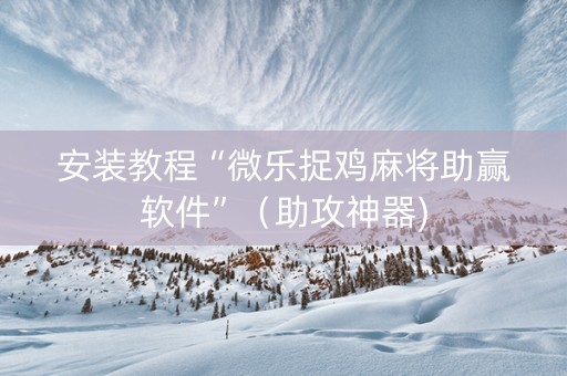 安装教程“微乐捉鸡麻将助赢软件”（助攻神器)