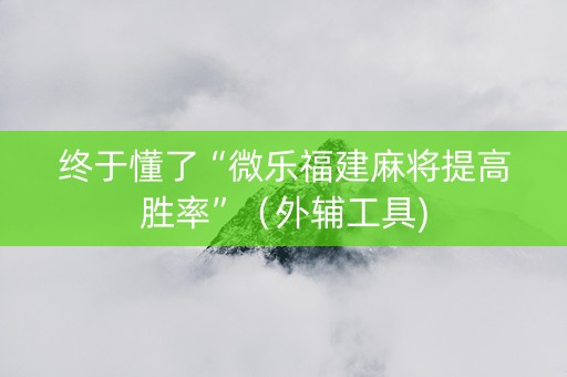终于懂了“微乐福建麻将提高胜率”（外辅工具)