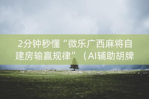 2分钟秒懂“微乐广西麻将自建房输赢规律”（AI辅助胡牌规则)