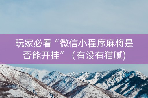 玩家必看“微信小程序麻将是否能开挂”（有没有猫腻)
