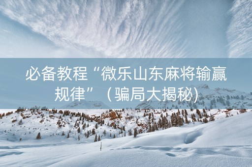 必备教程“微乐山东麻将输赢规律”（骗局大揭秘)